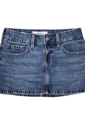 Hollister Denim Skort Women 00 Blue Jean Mini Skirt Built In Shorts Y2K Low Rise
